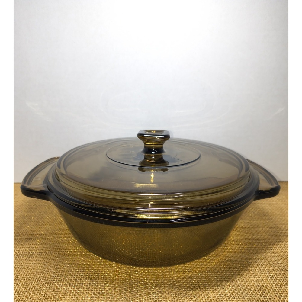Vintage Anchor Hocking Amber Glass 1.5 Qt Casserole Dish With Lid Ember Brown